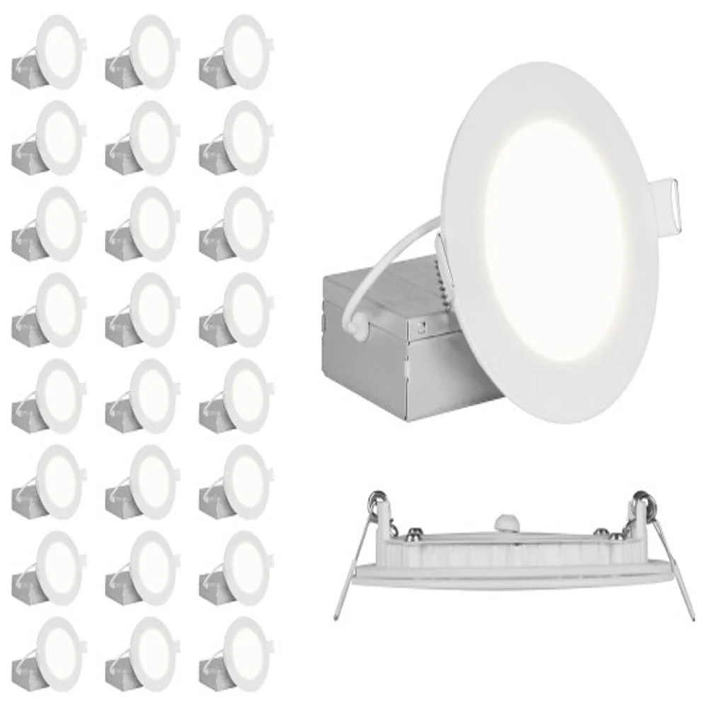 24Pk - Nicor 4-in Round White Canless 2700K LED Downlight