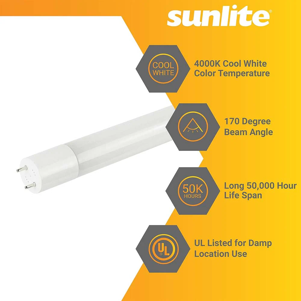 25Pk - Sunlite 15w LED T8 48-in G13 Bi-Pin Base 4000K Plug & Play light Tube - Image 3