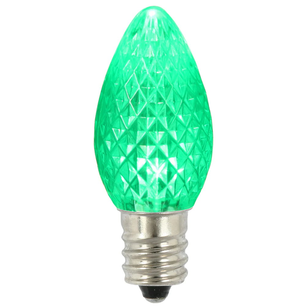 25PK - Vickerman 0.96W C7 Faceted LED Green Bulb
