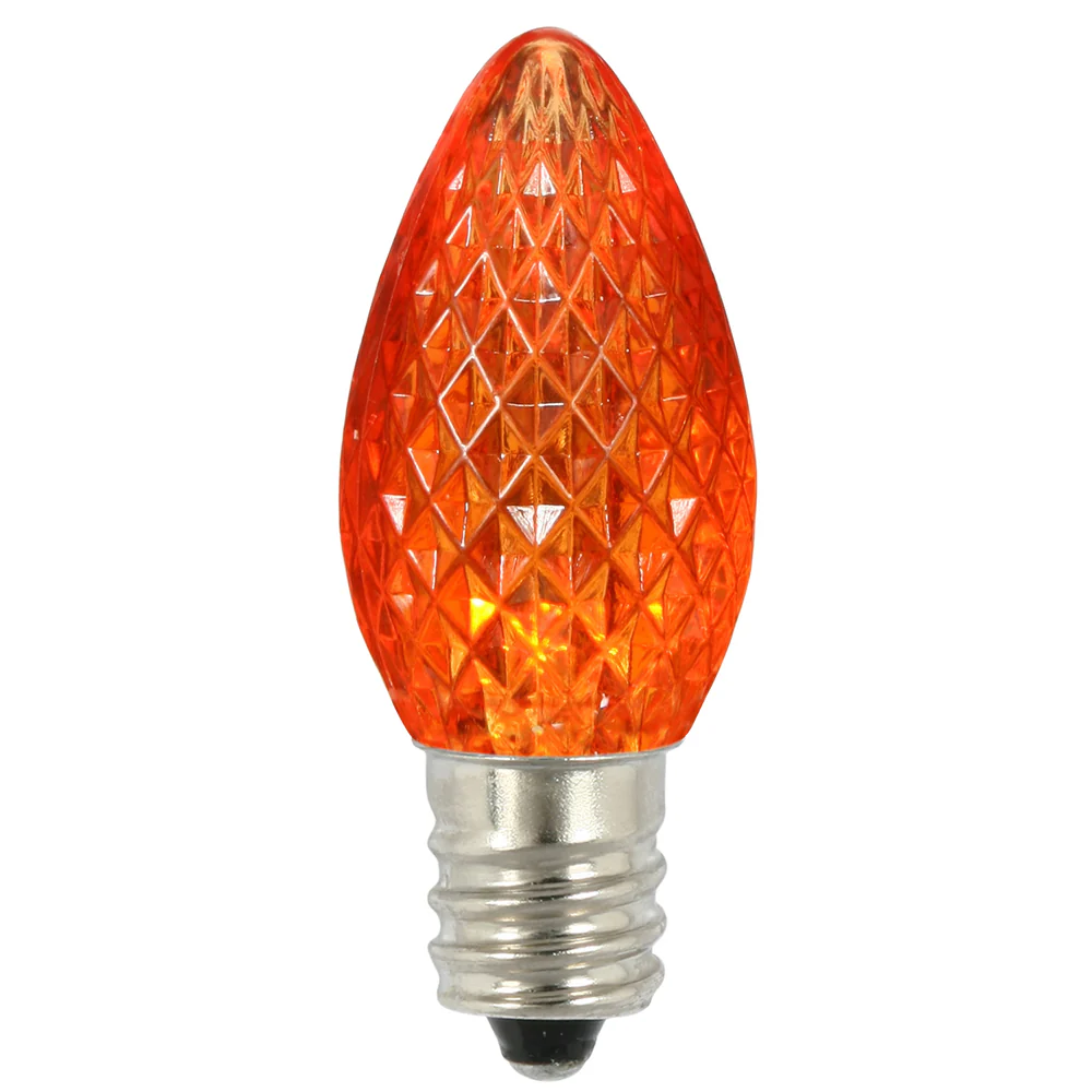 25PK - Vickerman 0.96W C7 Faceted LED Orange Bulb