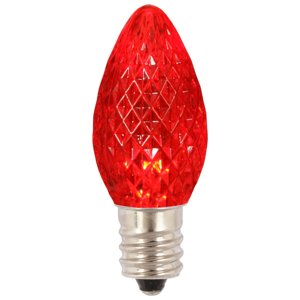 25PK - Vickerman 0.96W C7 Faceted LED Red Bulb