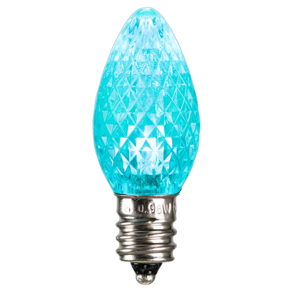25PK - Vickerman 0.96W C7 Faceted LED Teal Bulb