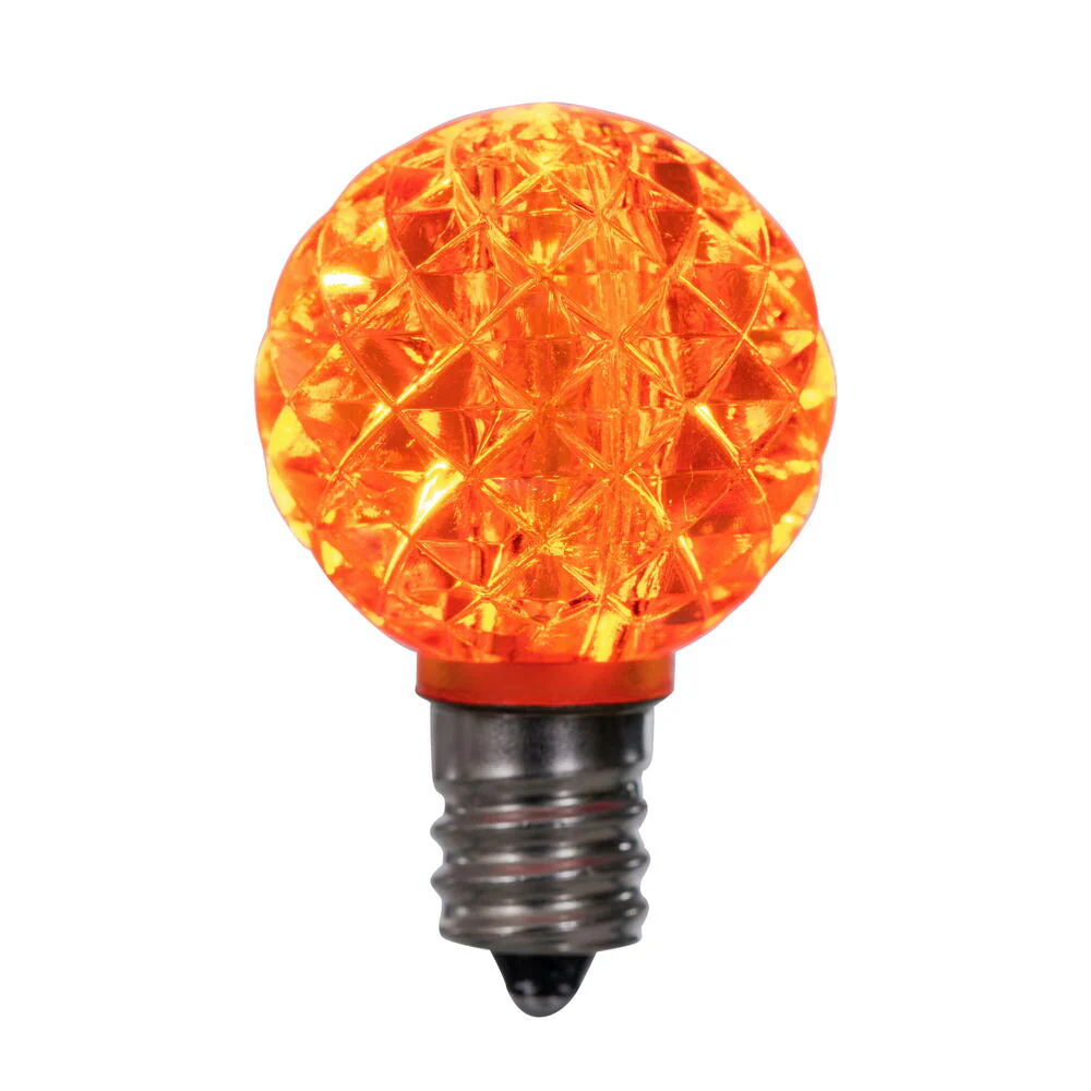 25Pk - Vickerman .38W Orange G30 Faceted E12 LED Bulb