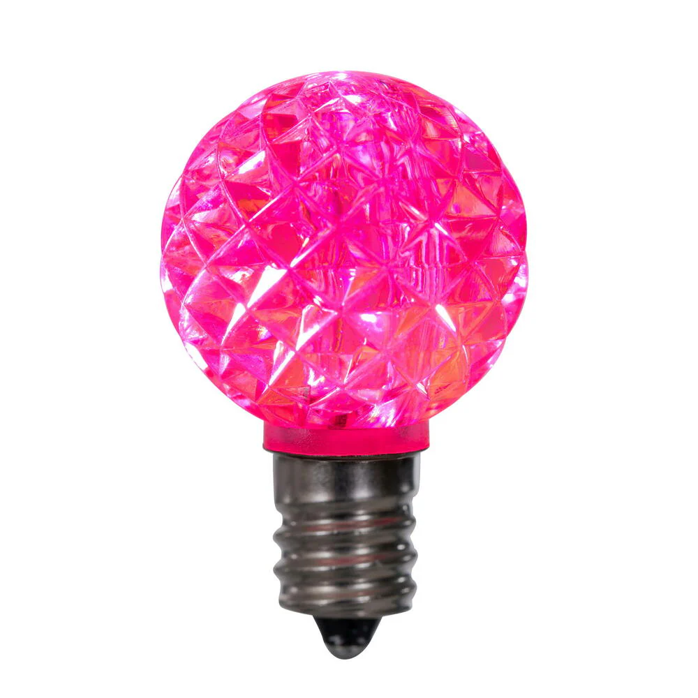 25Pk - Vickerman .38W Pink G30 Faceted E12 LED Bulb