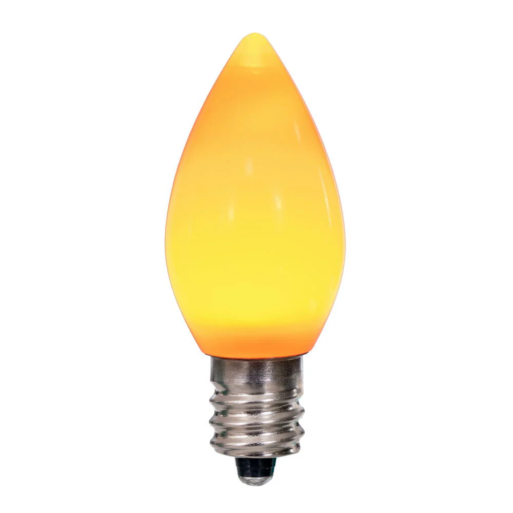 25Pk - Vickerman .6W C7 Ceramic LED 3 diodes Orange Light Bulb 120v