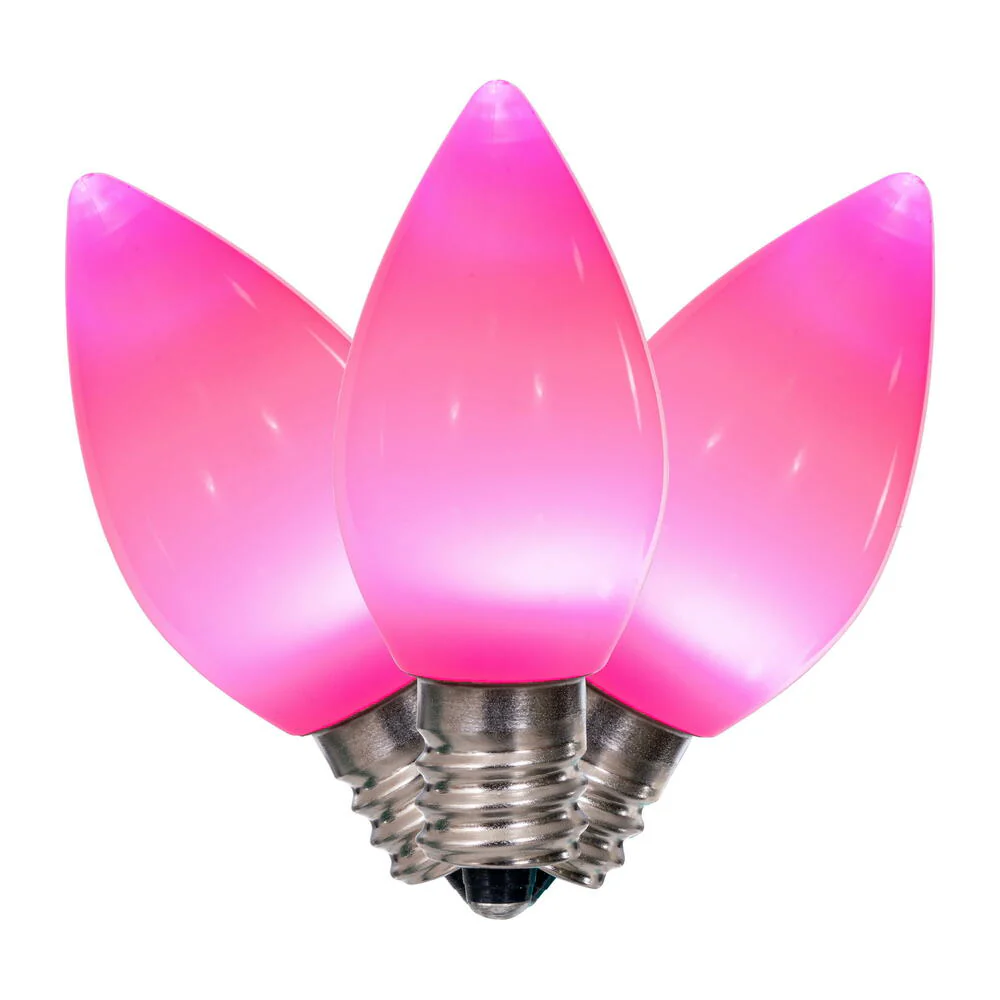 25Pk - Vickerman .6W C7 Ceramic LED 3 diodes Pink Light Bulb 120v - Image 2