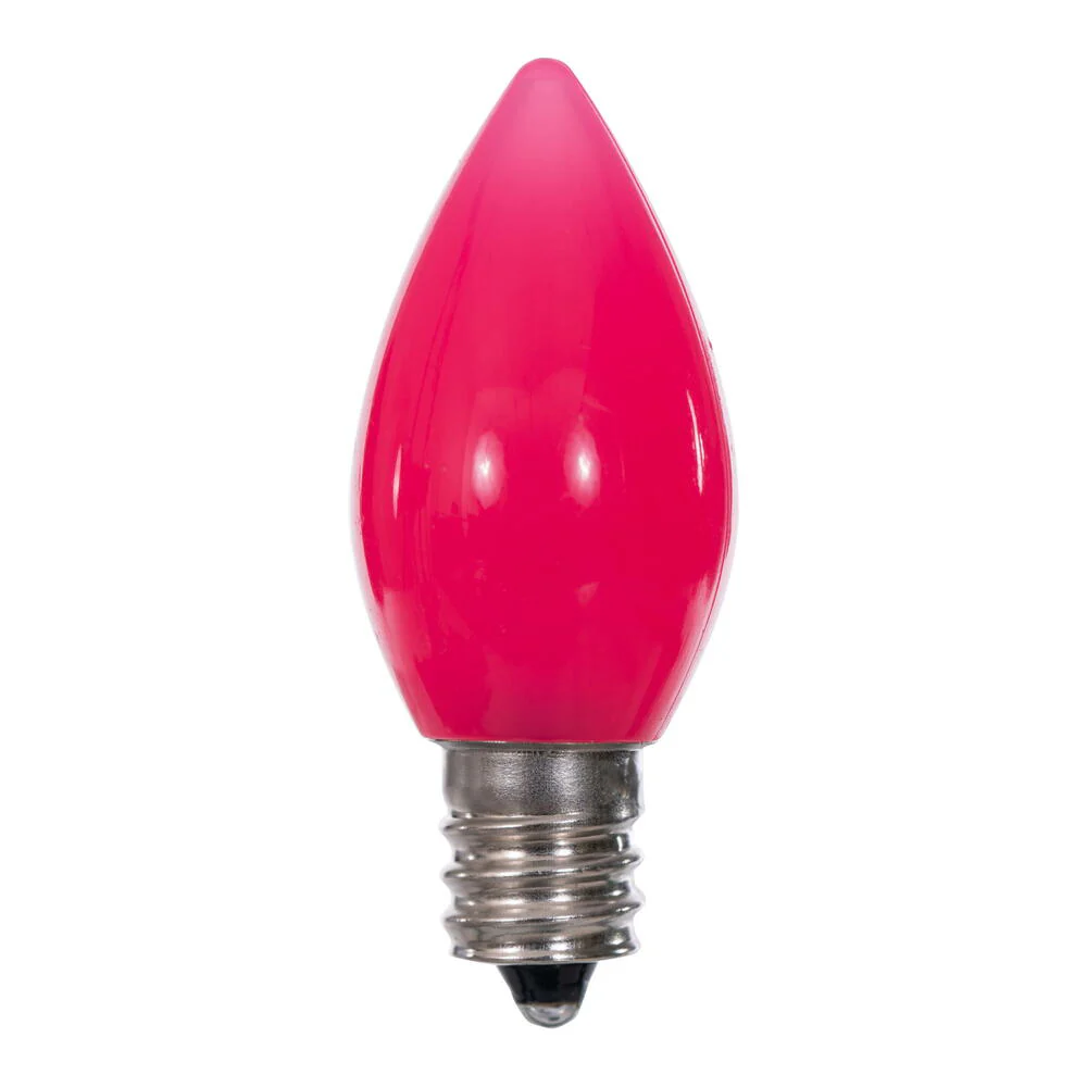 25Pk - Vickerman .6W C7 Ceramic LED 3 diodes Pink Light Bulb 120v - Image 3