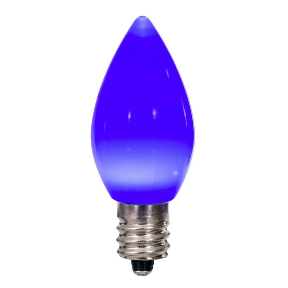 25Pk - Vickerman .6W C7 Ceramic LED Blue Twinkle Light Bulb 120v