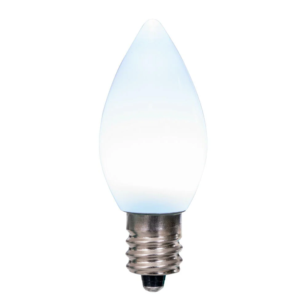 25Pk - Vickerman .6W C7 Ceramic LED Cool White Twinkle Light Bulb 120v