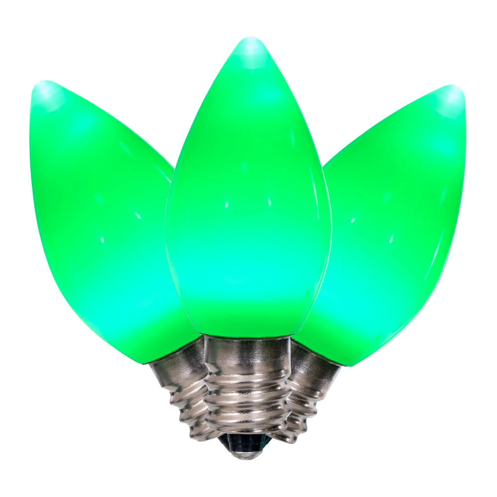 25Pk - Vickerman .6W C7 Ceramic LED Green Twinkle Light Bulb 120v - Image 2