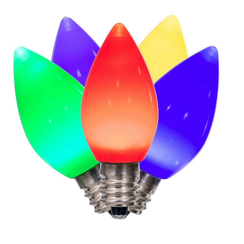25Pk - Vickerman .6W C7 Ceramic LED Multi Twinkle Light Bulb
