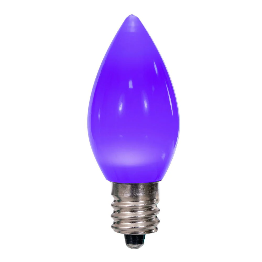 25Pk - Vickerman .6W C7 Ceramic LED Purple Twinkle Light Bulb 120v