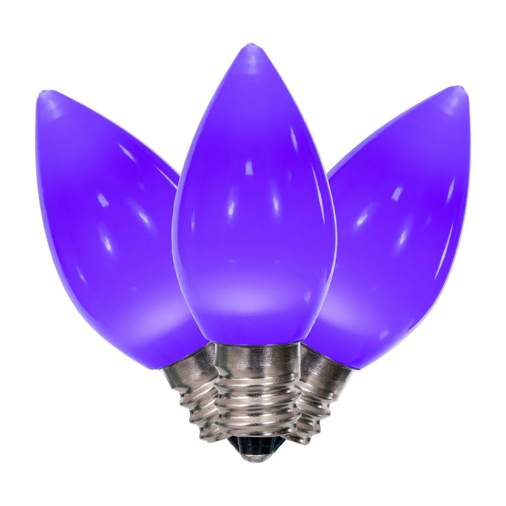 25Pk - Vickerman .6W C7 Ceramic LED Purple Twinkle Light Bulb 120v - Image 2