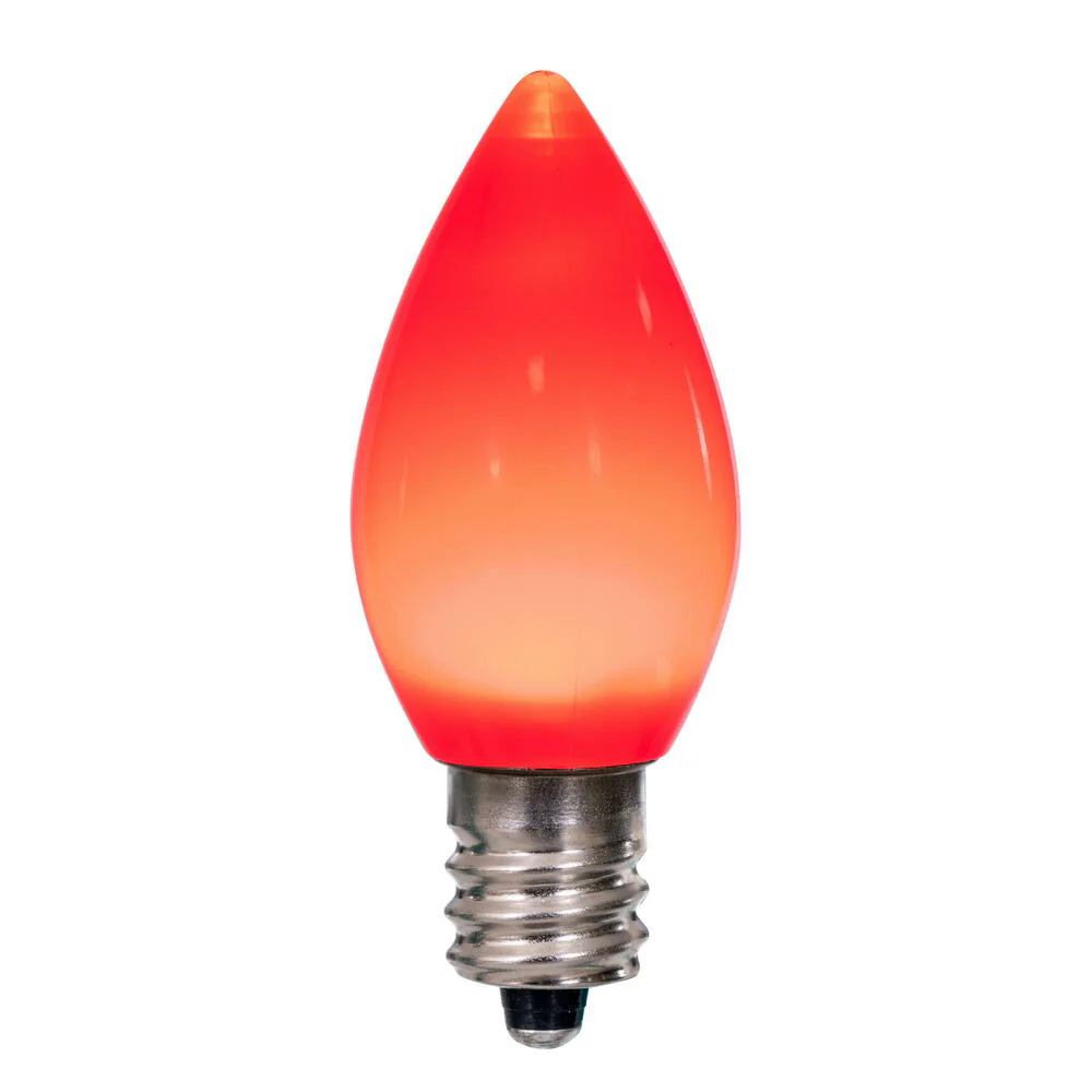 25Pk - Vickerman .6W C7 Ceramic LED Red Light Bulb 120v
