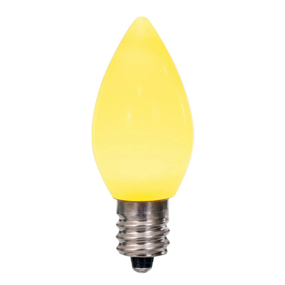 25Pk - Vickerman .6W C7 Ceramic LED Yellow Light Bulb 120v