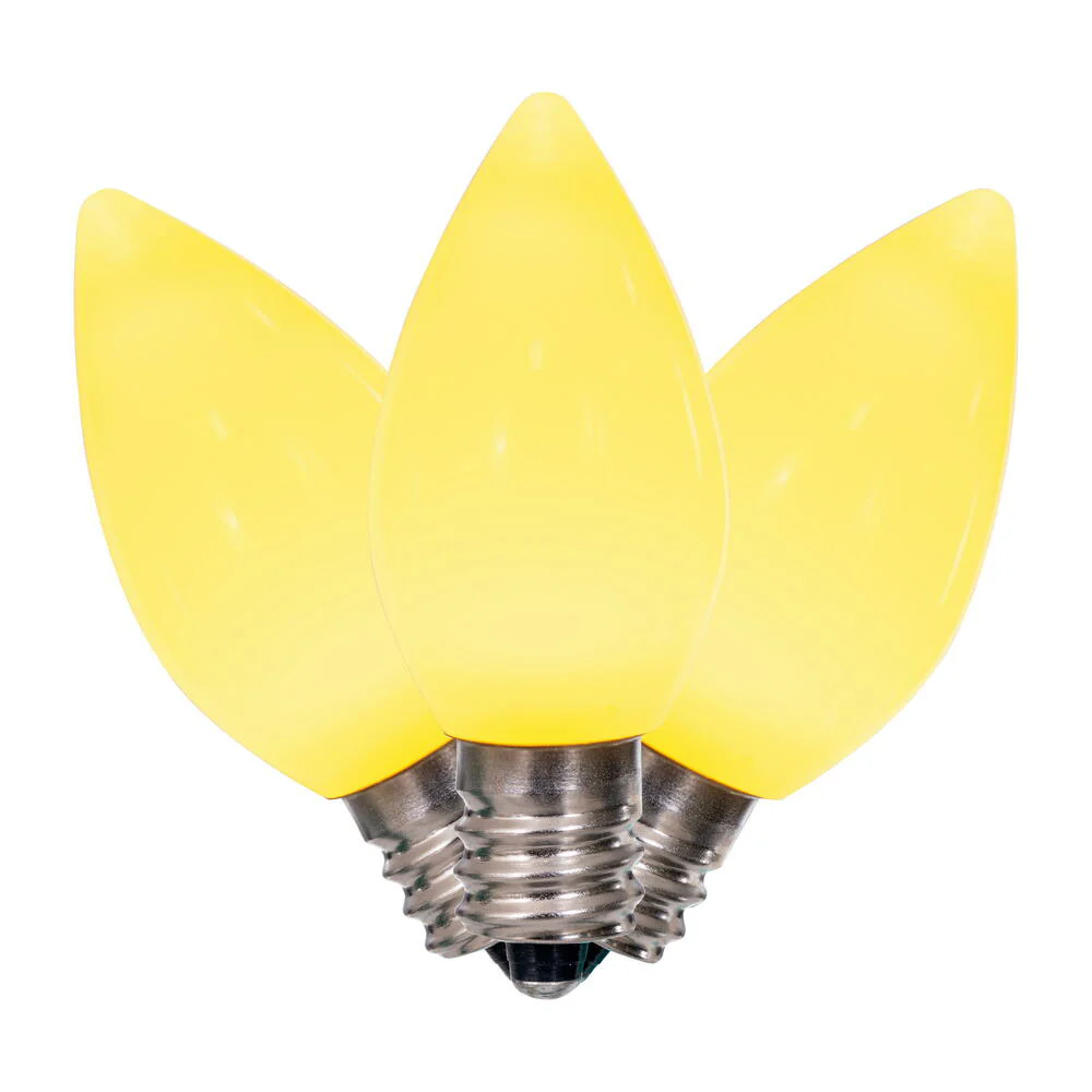 25Pk - Vickerman .6W C7 Ceramic LED Yellow Light Bulb 120v - Image 2