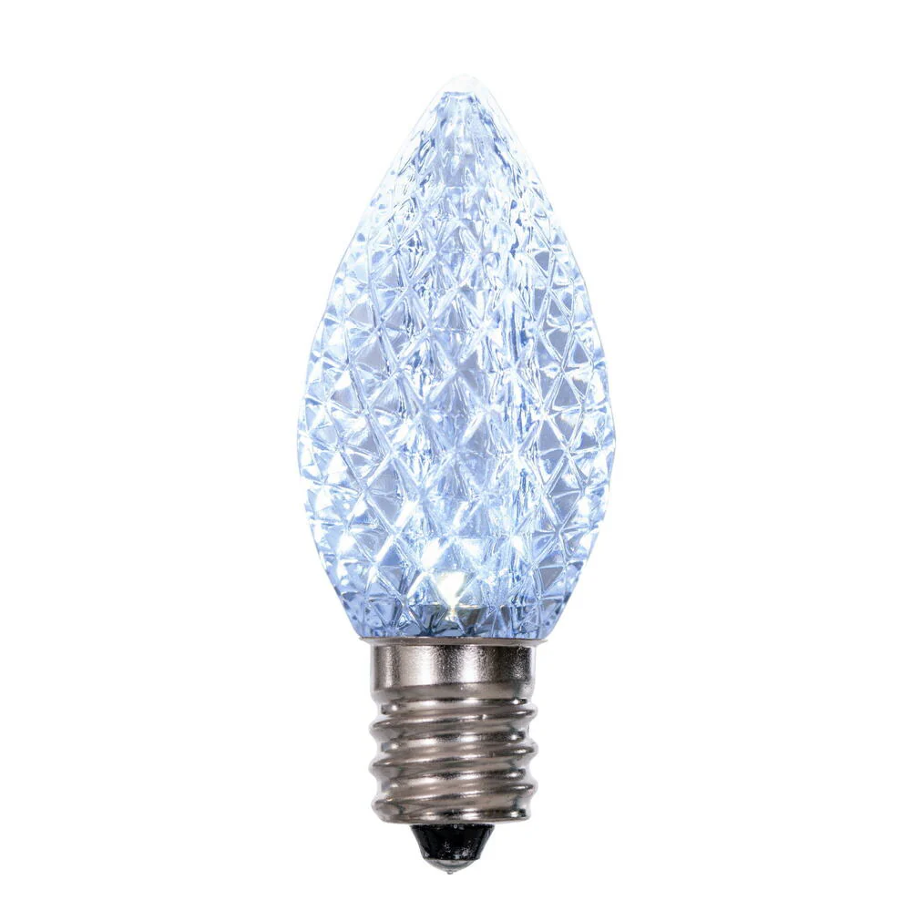 25Pk - Vickerman .6W C7 LED Cool White Faceted Twinkle Light Bulb 120v