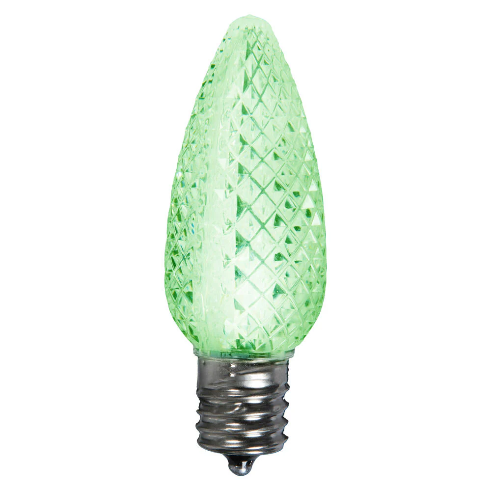 25Pk - Vickerman .6W C7 LED Lime Faceted Twinkle Light Bulb 120v