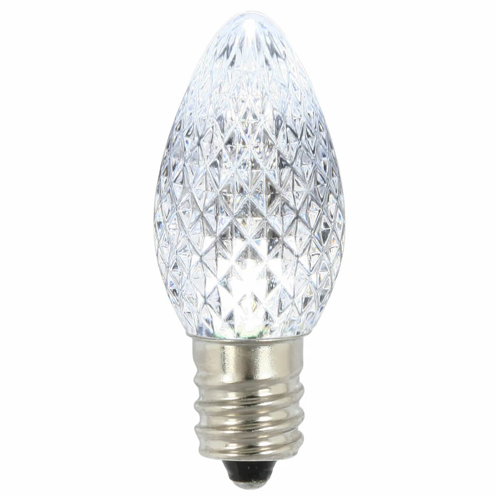 25Pk - Vickerman .6W C7 LED Pure White Faceted Twinkle Replacement Light Bulb