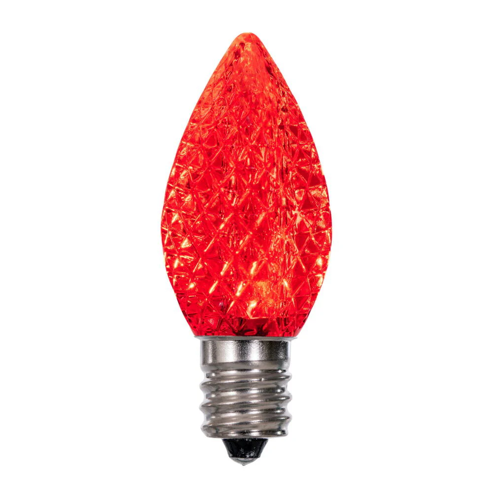 25Pk - Vickerman .6W C7 LED Red Faceted Twinkle Light Bulb 120v