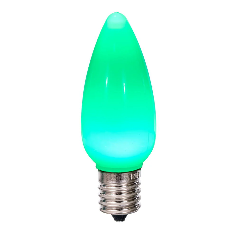 25Pk - Vickerman .8W C9 Ceramic LED Green Light Bulb 120v