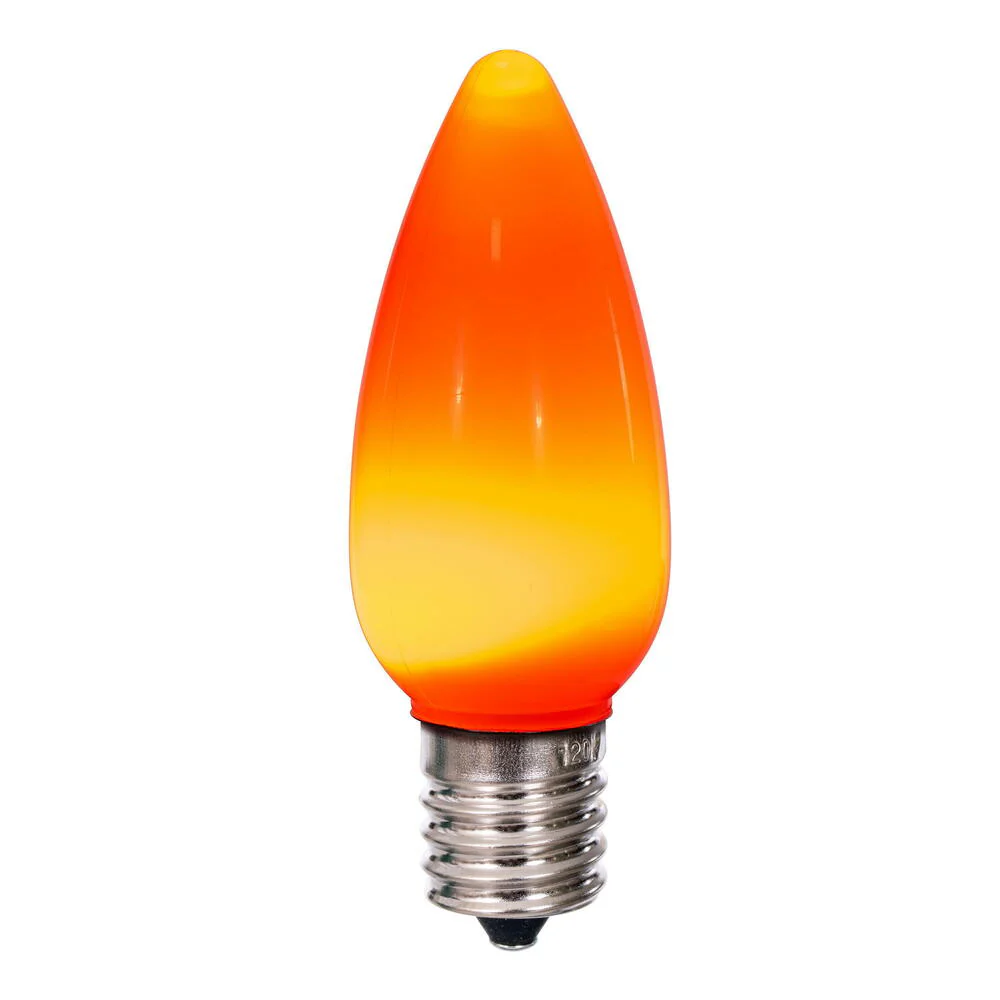 25Pk - Vickerman .8W C9 Ceramic LED Orange Light Bulb 120v