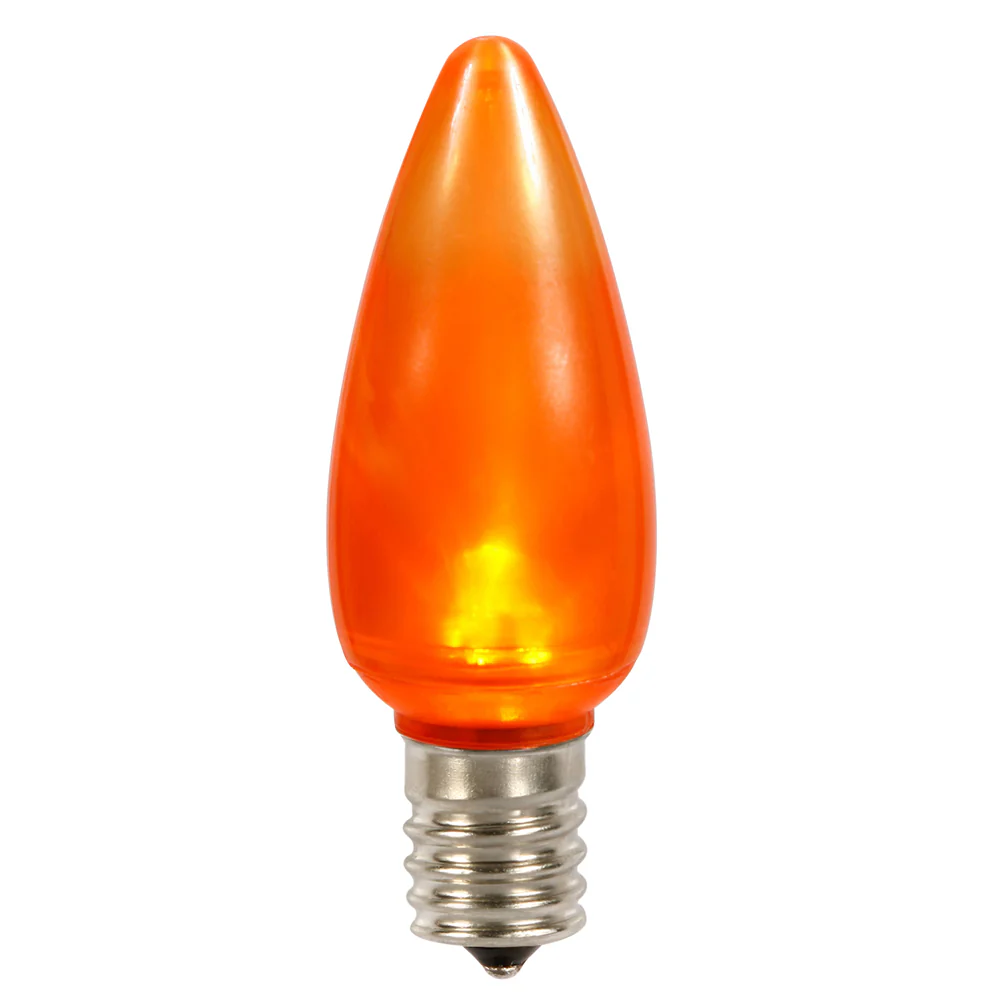 25Pk - Vickerman .8W C9 Ceramic LED Orange Twinkle Light Bulb 120v
