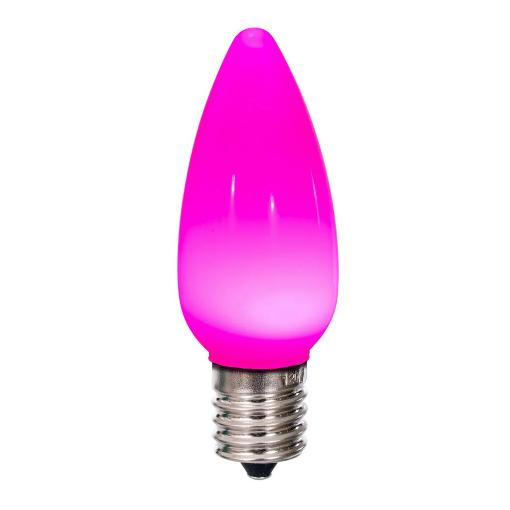 25Pk - Vickerman .8W C9 Ceramic LED Pink Light Bulb 120v