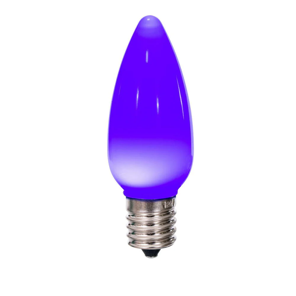25Pk - Vickerman .8W C9 Ceramic LED Purple Light Bulb 120v