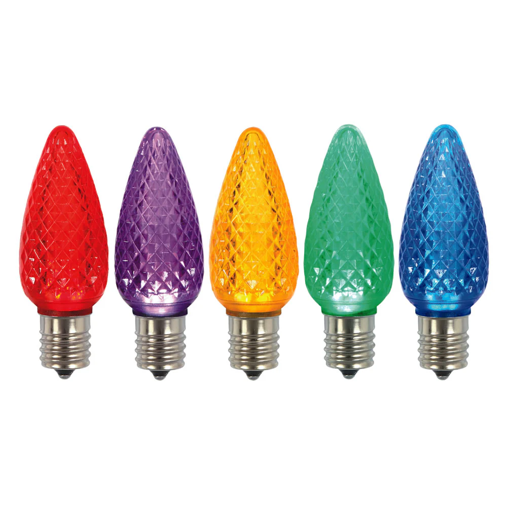 25Pk - Vickerman .8W C9 Faceted LED Multicolored Twinkle Light Bulb