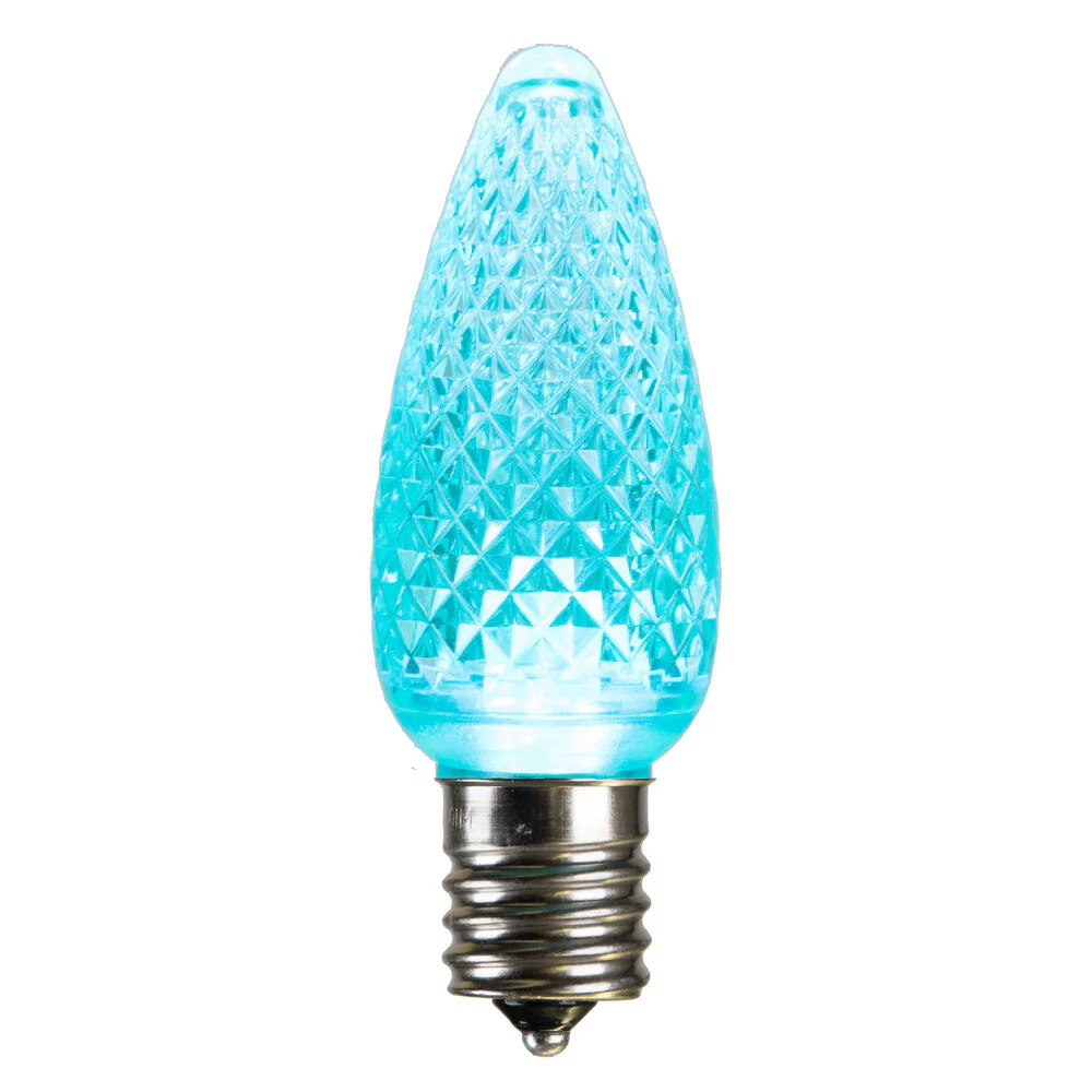 25Pk - Vickerman .8W C9 Faceted LED Teal Twinkle Light Bulb 120v