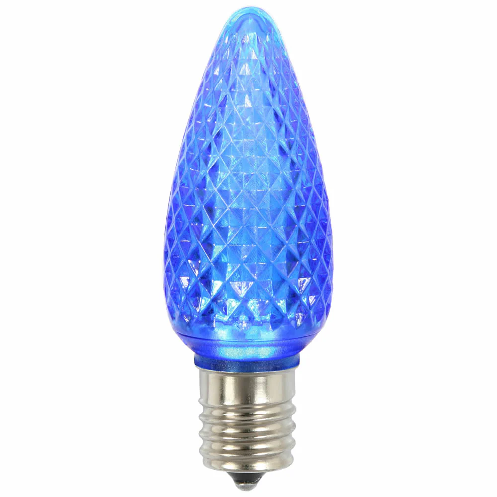 25Pk - Vickerman .8W C9 LED Blue Faceted Twinkle Replacement Light Bulb 120v