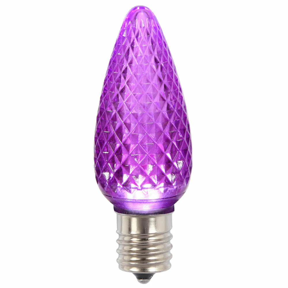 25Pk - Vickerman .8W C9 LED Purple Faceted Twinkle Light Bulb 120v