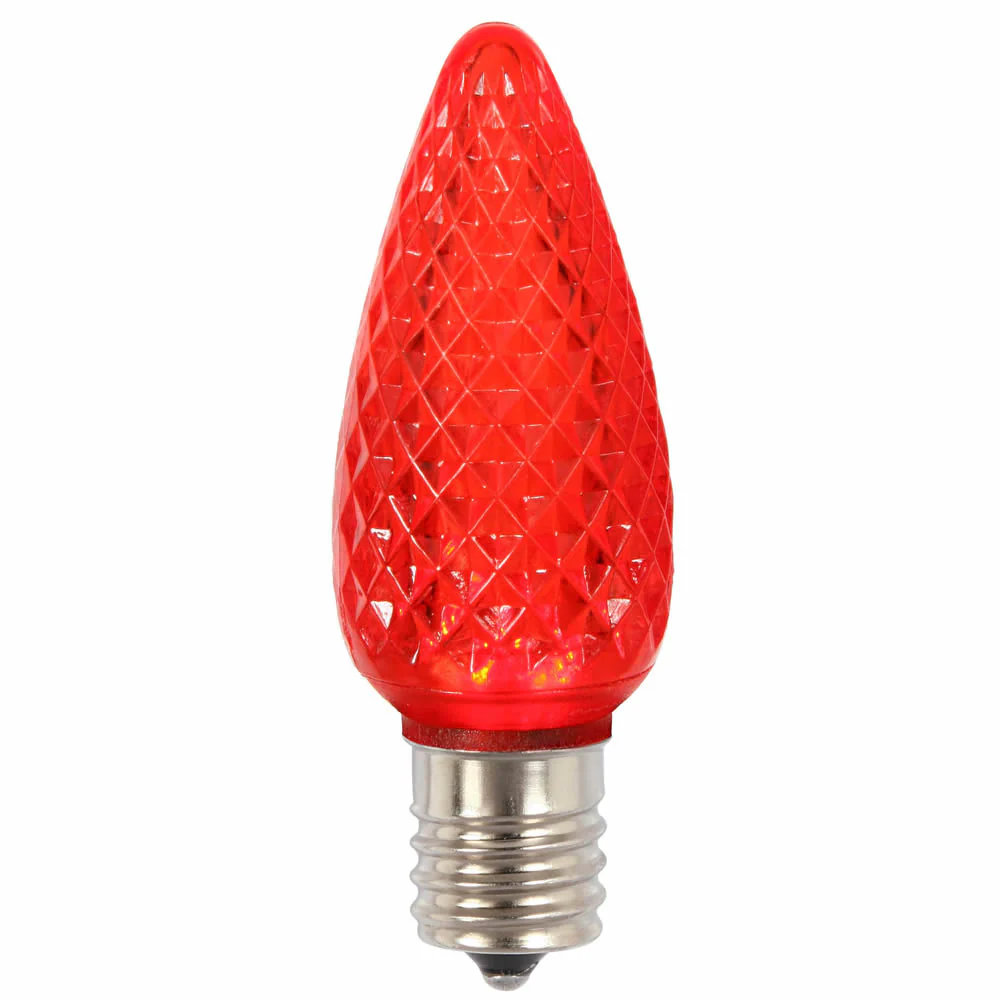 25Pk - Vickerman .8W C9 LED Red Faceted Twinkle Replacement Light Bulb 120v