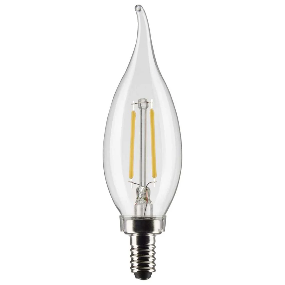 2Pk - 3W CA10 LED Clear Candelabra Base 2700K 200 Lumens 120v