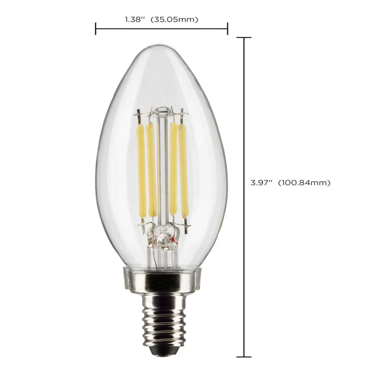 2Pk - 5.5W B11 LED Clear Candelabra Base 3000K 500 Lumens 120v - Image 6