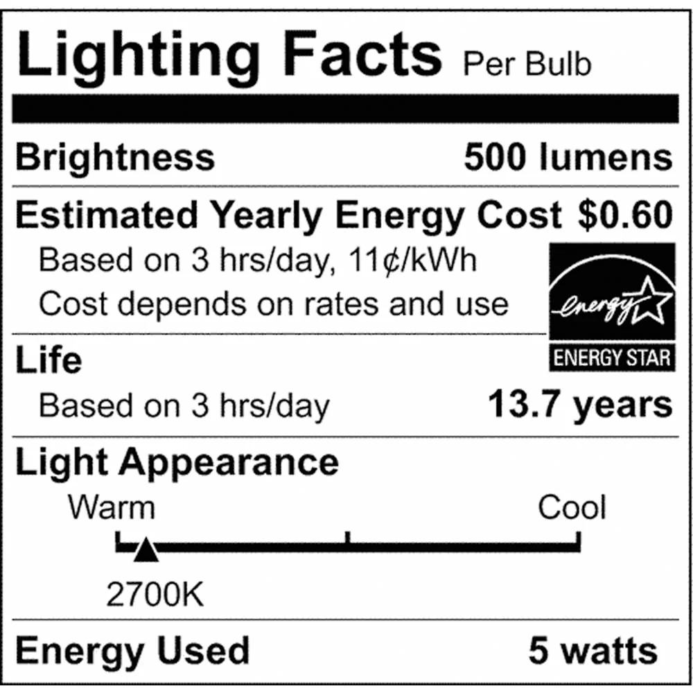 2Pk - 5.5W CA10 LED Clear Candelabra Base 2700K 500 Lumens 120v - Image 4