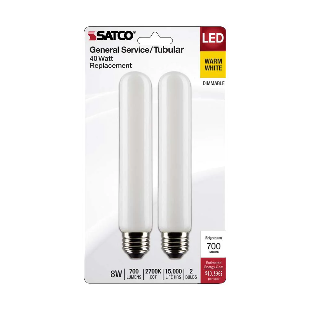 2Pk - 8W T9 LED Frosted Medium Base 2700K 700 Lumens 120v - Image 2