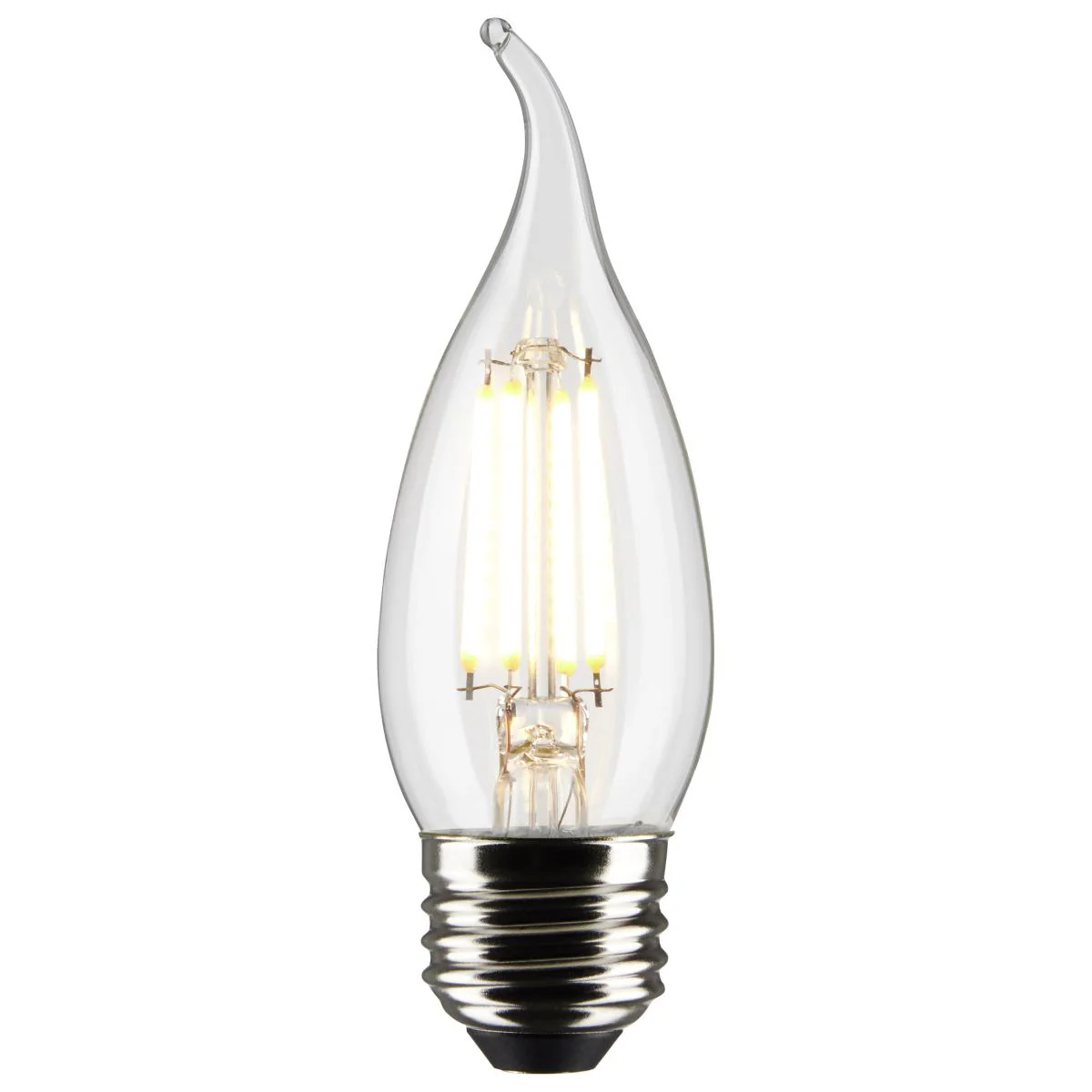 2Pk - Satco 4w CA10 LED E26 Medium Base 5000K 120v Clear Finish Bulb - Image 2