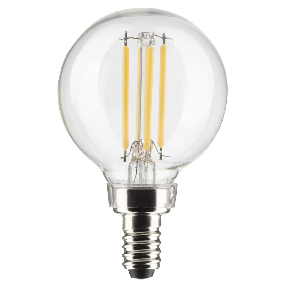 2Pk - Satco 4w G16.5 LED E12 Candelabra Base 5000K 120v Clear Finish Bulb