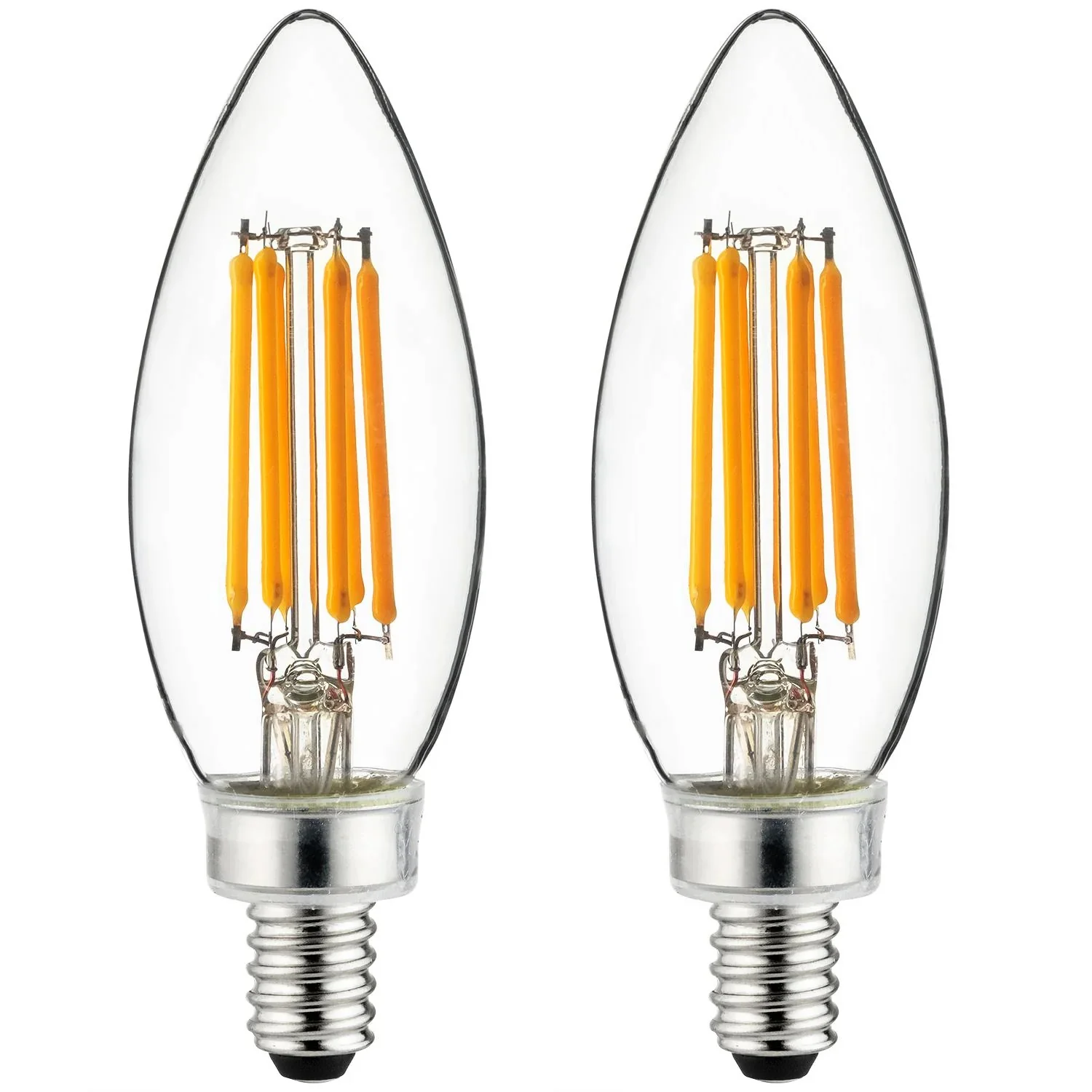 2PK - Sunlite Antique Filament LED 4 Watt 2700K B11 E12 Base Chandelier Light Bulbs