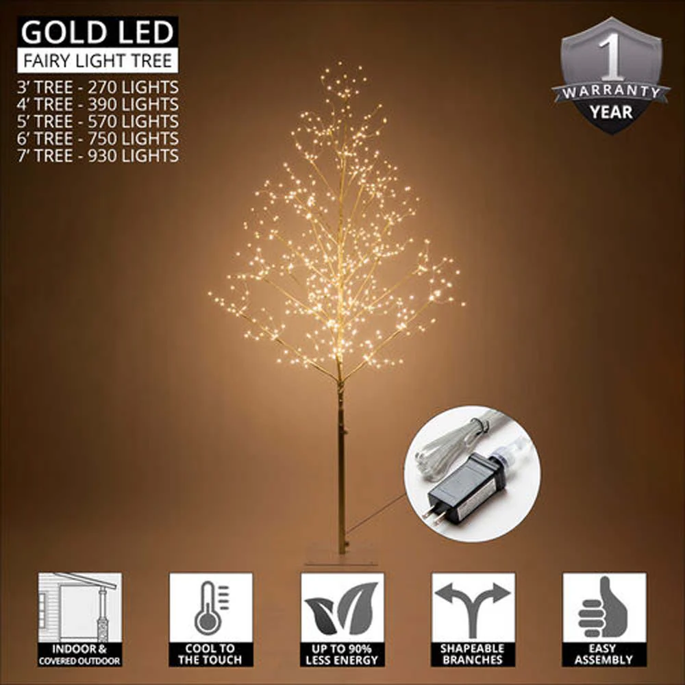 3-ft. Gold Fairy Light Tree, Warm White LED - Image 9