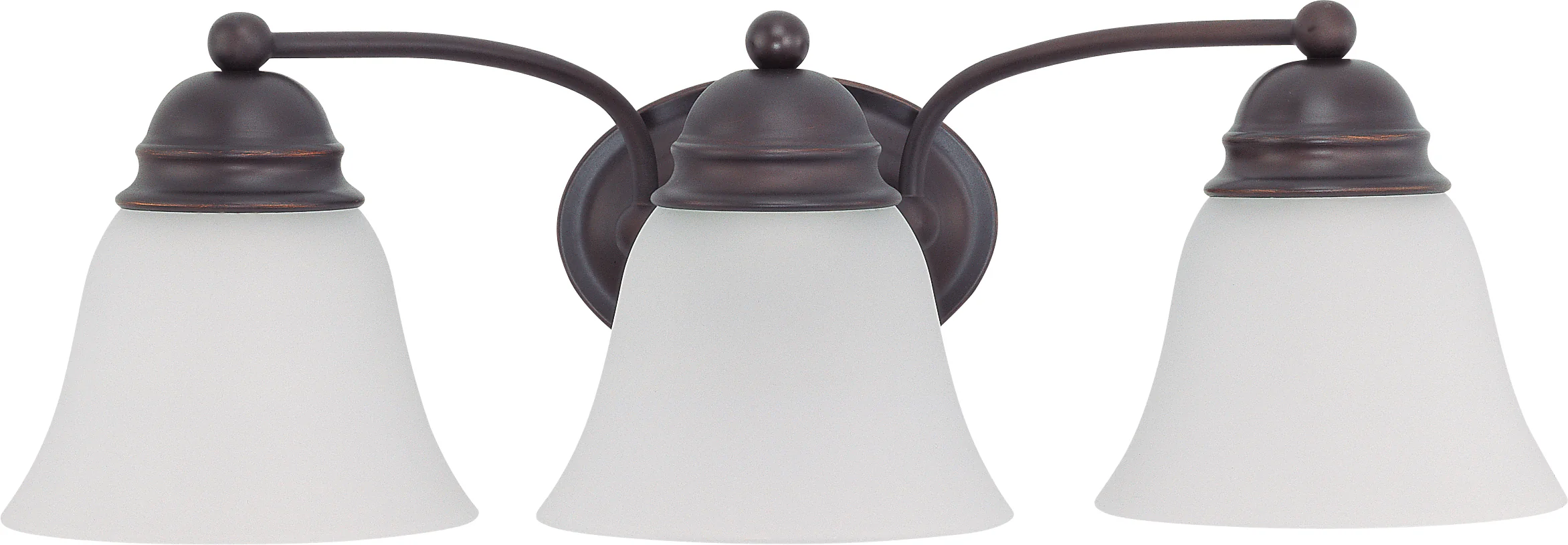 Nuvo 3-Light 21" Empire Vanity Fixture w/ Frosted White Glass in Mahogany Bronze