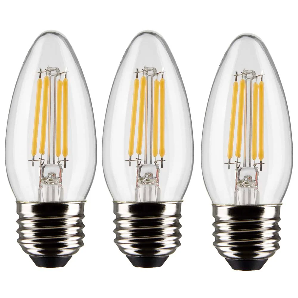 3Pk - Satco 4w B11 LED 2700K Medium Base Dimmable - 40w equiv