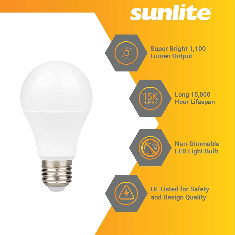 3Pk - Sunlite 11w A19 LED 4000K 1100Lm Non-Dimmable Bulb - 75W Equiv - Image 3