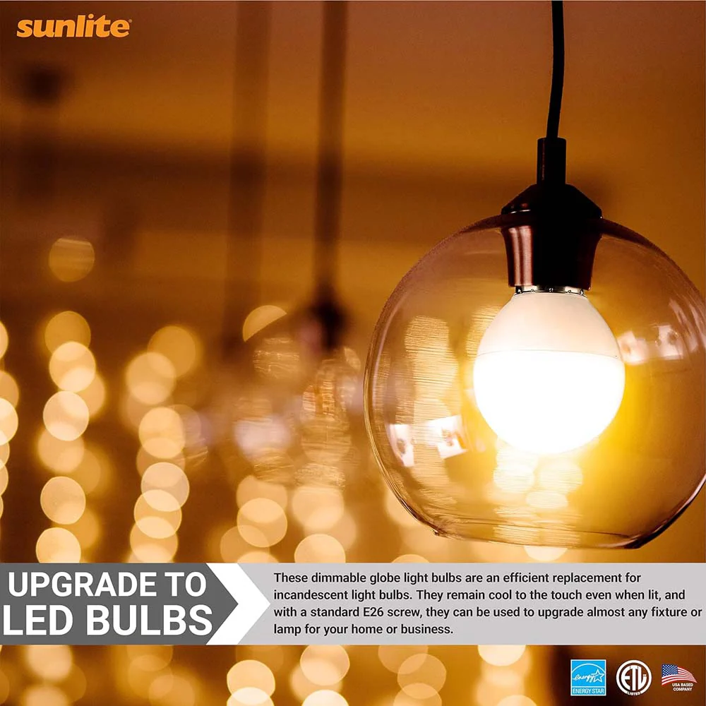 3Pk - Sunlite 5w LED Globe Frosted E26 Base 2700K Bulb - Warm White - Image 4