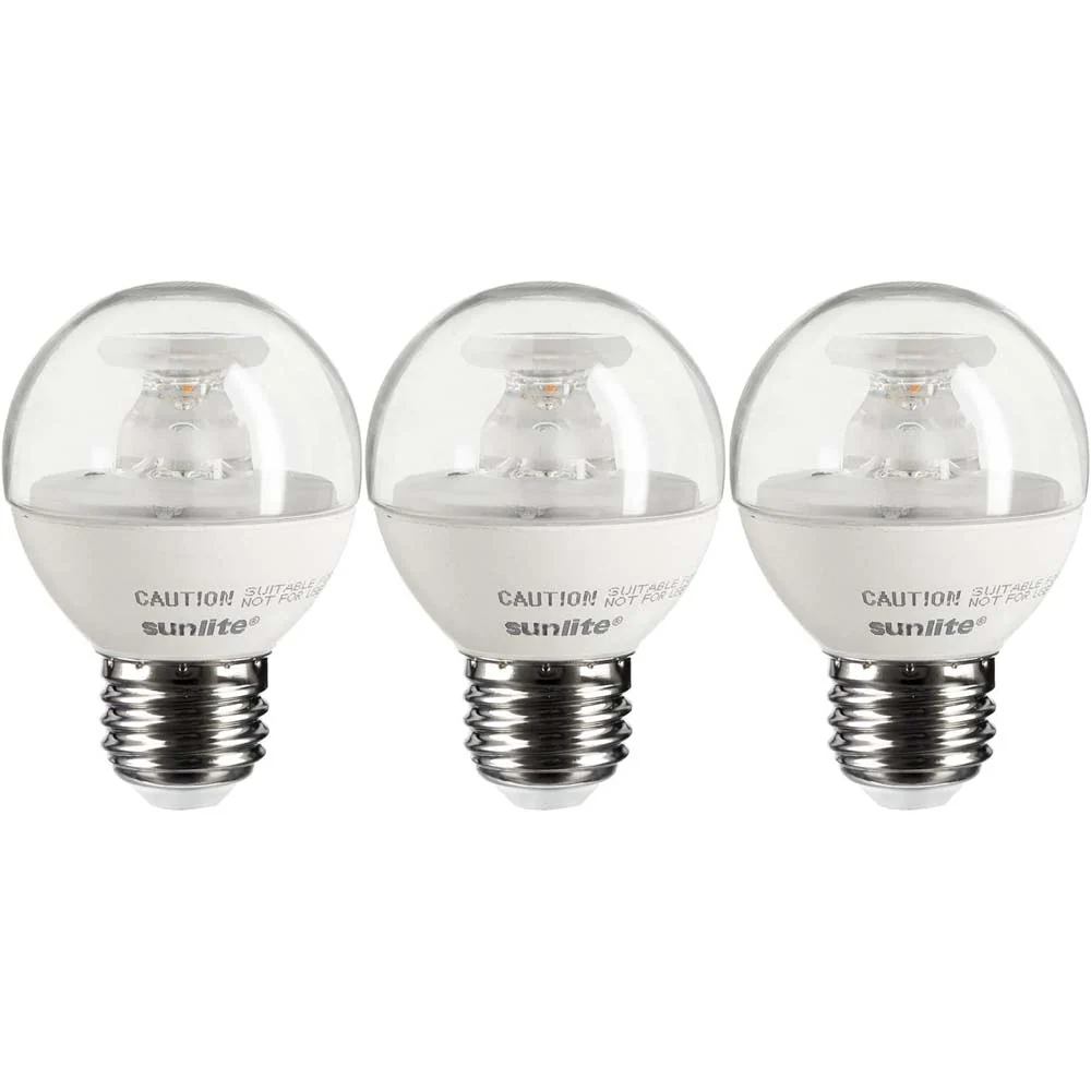 3Pk - Sunlite 5W LED Globe G16 Dimmable E26 Base 2700K Bulb - Warm White