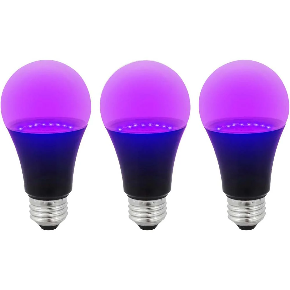 3Pk - Sunlite 7w LED A19 UV Blacklight Blue Special Effects Bulb - 60w Equiv