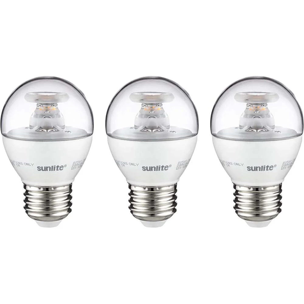 3Pk - Sunlite LED Globe G16 7W Clear E26 Medium Base 2700K Bulb - Warm White