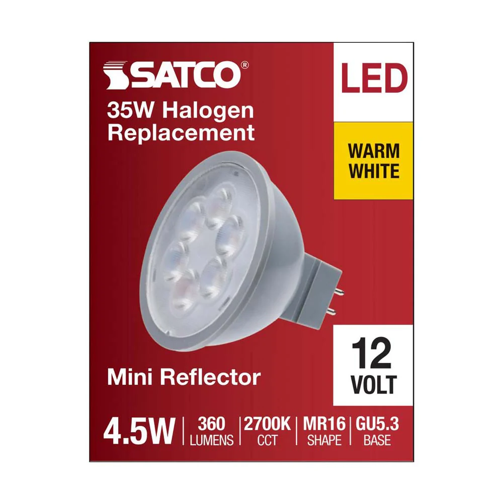 4.5W 12v MR16 LED 2700K Flood 40d 360LM GU5.3 Base Silver Finish Bulb - Image 4